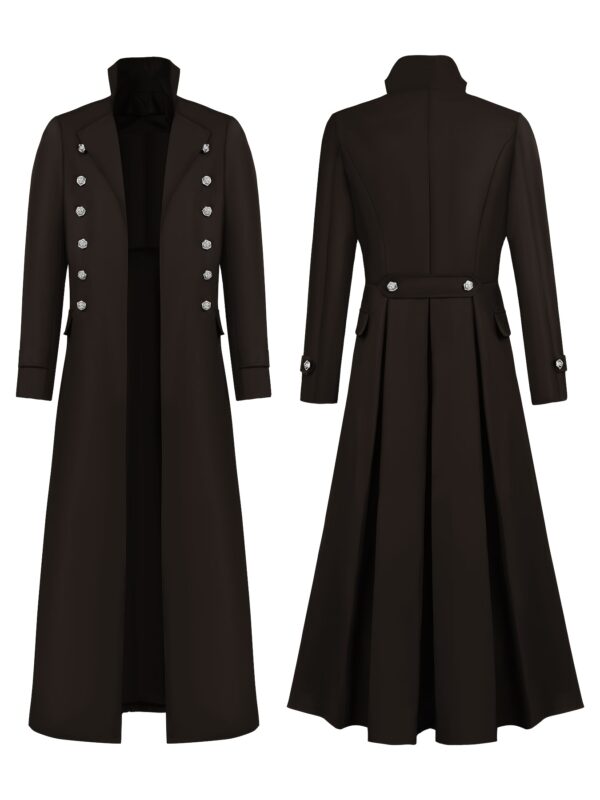 Men'S Medieval Renaissance Costume Coat - Royal Blue Formal Attire with Double Button Front, Long Sleeve Historical Clothing for Halloween, Renaissance Fairs, Cosplay - Elegant Medieval Outerwear for Themed Parties & Everyday Renaissance Fashion, Renaissance Costume, Halloween Outfit, Vintage Aesthetic, Detailed Buttons, Cosplay Enthusiasts