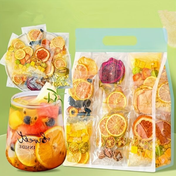 15-fruit Cold Brewed Fruit Tea - Vitamin C Rich with Lemon, Dragon Fruit, Passion Fruit, Oranges & Apples - Gluten-Free Summer Beach Drink, Holiday Gift, Refreshing Beverage, Fruitful Design, Highquality Fruit