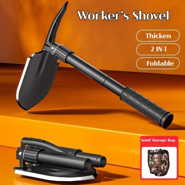 1pc Heavy-Duty Camping Shovel with shovel and spade - Folding shovel, Thick Metal Construction, Portable Garden Tool with Grip - Compact Survival shovel for Camping, Hiking, Farming, Construction - Ideal for Adults & Professionals, Hiking Equipment, Ergonomic Handle, Durable Construction, Outdoor Enthusiasts