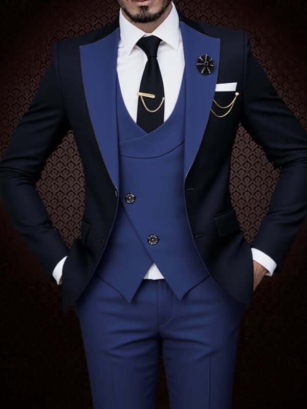[Formal 3pcs Suit] 3pcs Men's Suit Set | Including Blazer, Vest, and Pants - Perfect for Weddings, Parties, and Formal Events