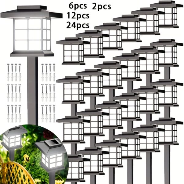24/12/6/2 Solar Outdoor Lights, 600mA Solar Path Lights, 10 Hours Long-lasting LED Landscape Lighting Outdoor Solar Path Lights, Solar Garden Lights, Outdoor Waterproof Solar Path Lights, Suitable for Gardens, Courtyards, Landscapes And Driveways