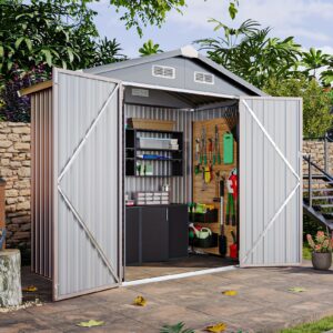 6.3 X 4.2 Ft. Outdoor Metal Storage Shed With Lock For Backyard, Garden