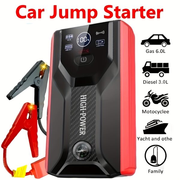 Portable Car Jump Starter Portable Car Jump Starter Kit, Mobile Power, LCD Display - Wireless Emergency Battery Charger, Convenient to Use At Any Time