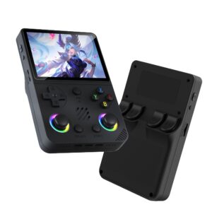 d2b59204-dac9-427b-9c0b-f9817cc64549.jpg Retro Arcade Game Console, 3.5" IPS HD Screen, Portable Handheld Game Console, 64GB TF Card, Buttons And Joystick, RGB Lights, USB Charging, (White/Purple/Black), Portable Gaming for Classic & Indie Titles, Ergonomic Design, Holiday Gift