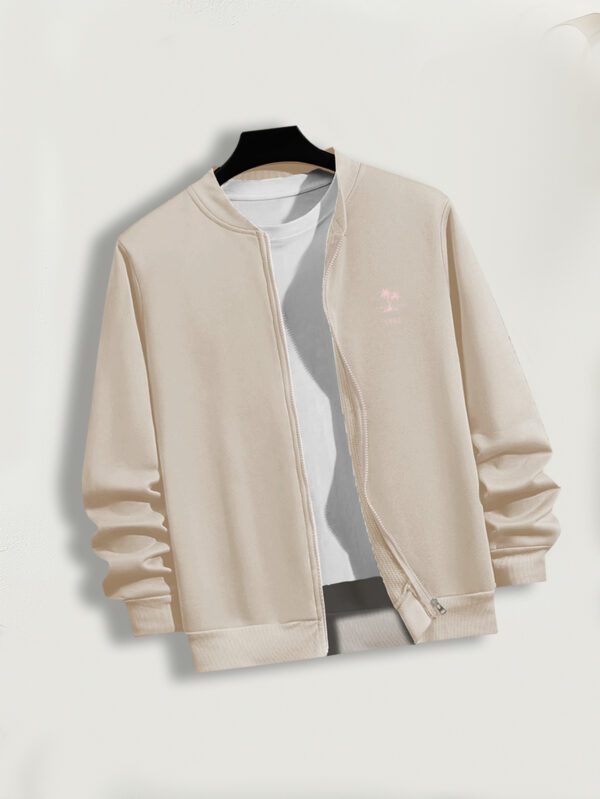 Women's Casual Zip-Up Jacket with Hawaii Print - Long Sleeve, Stand Collar, Pockets, Polyester Blend, Machine Washable, All-Season Outerwear, Casual Attire|Long Sleeve Jacket|Smooth Texture Fabric