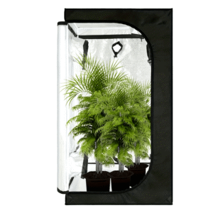 Reflective Mylar Grow Tent 24"x24"x48" - Hydroponic Planting Enclosure with Viewing Window & Waterproof Floor Tray for Indoor Gardening, Black