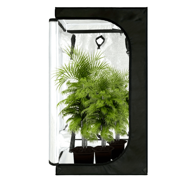 d34adfb3311b5defea06aeb5e268f565_xZY6WIQ2J0iPU.png Reflective Mylar Grow Tent 24"x24"x48" - Hydroponic Planting Enclosure with Viewing Window & Waterproof Floor Tray for Indoor Gardening, Black