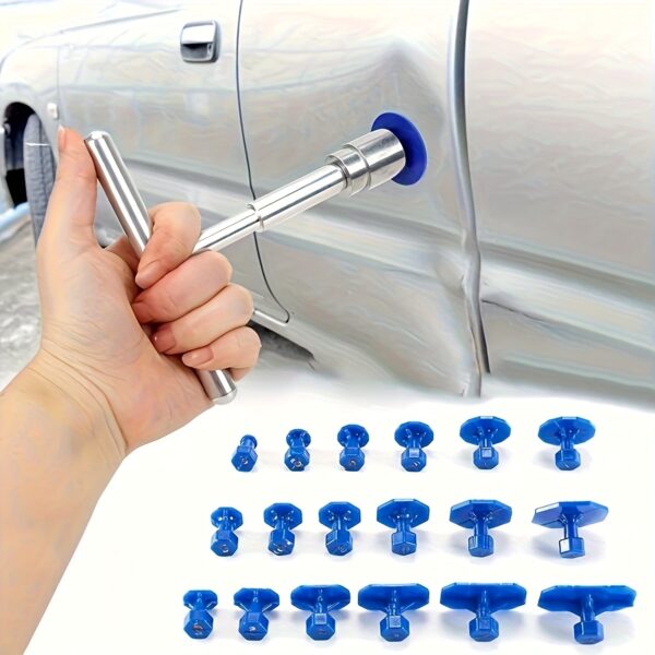 18pcs Paintless Dent Repair Tool Kit - T-Shaped Handheld Device for Minor Body Dents & Small Hail Damage, Stainless Steel, No Power Needed, Easy DIY Car Dent Fixing Solution, Car Dent Repair Tool, Hail Damage Repair, Sleek Metallic Finish, Durable Construction