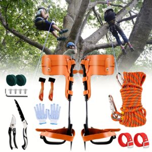 d3fb4c82-5518-4d78-8428-42d7b0899d00.jpg 18pcs Professional Tree Climbing Nail Set with 304 Stainless Steel Foot Ties, Adjustable Cowhide Straps, Nylon Safety Ropes, Outdoor Tree Climbing Equipment Tool Set Suitable for Fruit Tree Picking, Sports and Climbing