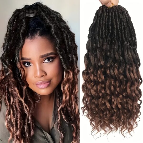 14-Inch Deep Faux Locs Crochet Hair, 6 Packs of Goddess Locs with Soft Locs And Curly Ends, Pre-Looped Deep Wavy Crochet Hair Designed for Black Women.