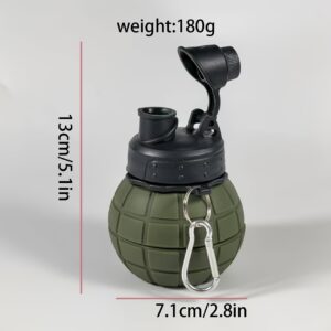 d425ad6d-1b6f-4d37-a9c4-1eeb45e5a2d0.jpg Creative Grenade-Shaped Silicone Collapsible Water Bottle - 20.29oz Large Capacity, Leakproof & Portable with Carry Strap, 4 Colors (Black, Pink, Green, Grey) for Hiking, Cycling, Travel, Outdoor Sports - Durable, Lightweight, Spill-Proof Design, Hiking Gear, Adventure Accessories, Macaron Color, Durable Construction, Highquality Material, Hydration Solution, Fitness Lovers