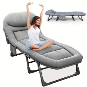 Modern Folding Bed with Manual Reclining Mechanism & Solid Backrest - Heavy-Duty -Filled Sofa Bed for Indoor/ Use, Space-Saving Single Bed with Sturdy Frame, Ideal for Small Apartments, Camping, Guest Rooms - Easy Storage & Maintenance, Hard Floor Compatible, Manual Handle Operation, Ideal for Napping & Lounging, Durable & Comfortable Design, Sofa Bed Foldable, Sofa Cama