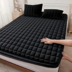 1pc Soft And Comfortable 100% Waterproof Mattress Protector, All-Season Cooling Breathable Noiseless Mattress Pad Cover, Thickened Quilted Mattress Protector Layered Fitted Sheet, Deep Pocket Up to 15" Without Pillowcase And Pillow, Waterproof Bedding, Allseason Cover, Breathable Fabric, Snug Fit, Reinforced Stitching, Durable Material, Bed Protector, Mattress Topper, Hotel Supplies, Allergy Sufferers