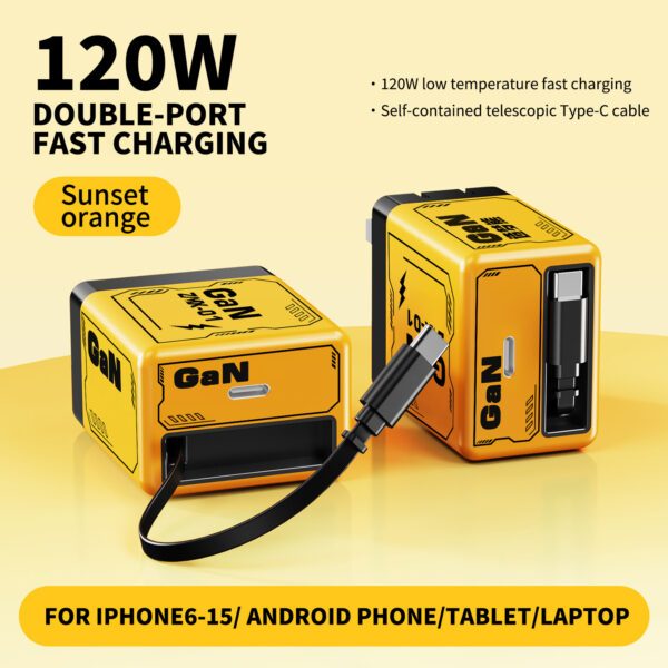 120W Dual USB-C Fast Charging Adapter - High-Power Charger for Xiaomi, for iPhone, for Samsung for S23/S22, MacBook Pro 16 & More, Intelligent Dual Current Distribution, Rechargeable Lithium Polymer Battery, USB Charging, ≤36V Operating Voltage, Wall Charger for High-Power Devices, Fast Charging Adapter | Dual Port Charger | USB Charging Adapter, Fast Charging Station