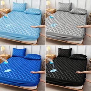 1pc 100% Waterproof Mattress Protector, All-Season Cooling Breathable Noiseless Mattress Pad Cover, Thickened Quilted Mattress Protector Layered Fitted Sheet, Deep Pocket Up To 15", Without Pillowcase And Pillow, Back-to-school Season