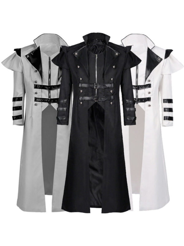 New Halloween Medieval Vintage Palace Banquet Costume Zipper Split Long Trench Coat Stage Performance Costume Suitable for Holiday Parties Masquerades, Highquality Fabric, Detailed Embellishments