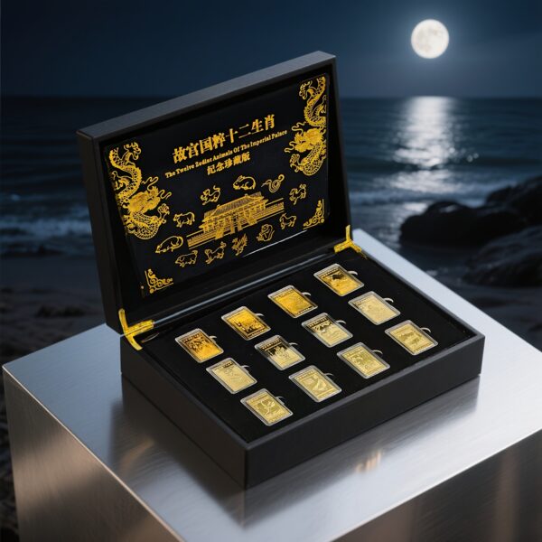 12pcs/set Forbidden City Zodiac Golden Commemorative Medals Exquisite Zodiac Commemorative Collectibles Christmas Gifts Birthday Gifts for Collectors Ornaments Gifts, Best for Christmas