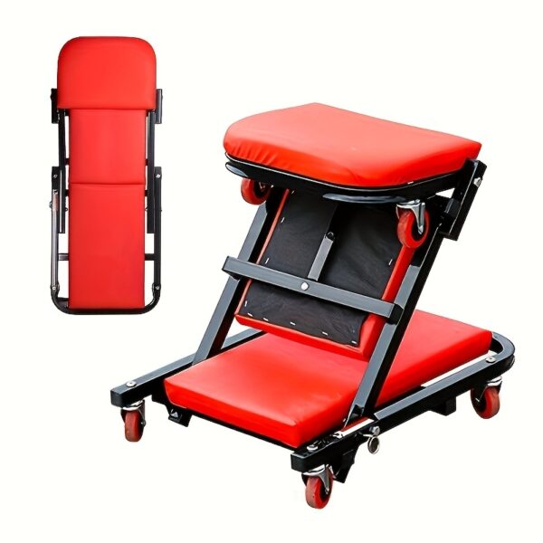 2in 1 Folding Dual-purpose Seat, Car Maintenance Crawl Seat, Z-shaped Crawl Seat, Removable Tool Chair, Adjustable Rolling Folding Car Track Group