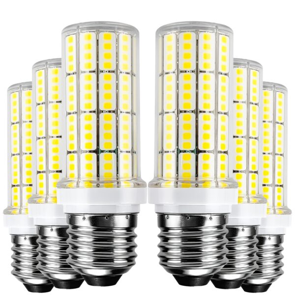 6pcs LED Corn Light Bulb 2500 Lumen 5000K Cool Daylight White 20W E26/E27 Base Ceiling Fan Led Light Bulb For Home Garage Warehouse Indoor Outdoor Led Corn Bulb