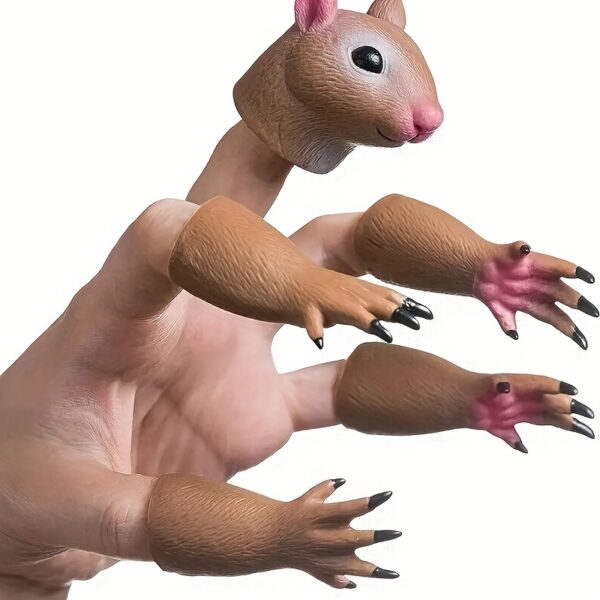 [Squirrel Finger Puppets] Silicone Squirrel Finger Puppet Set | Animal Puppet Theater Props, Light Brown Toy & Game Accessories