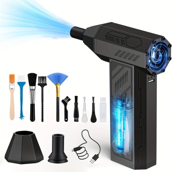 Compressed Air Duster - Turbo Fan 130000 RPM, Rechargeable 4000mAh Battery, 4 Adjustable Speeds, Home and Automotive Blowers, Keyboard Cleaning Tools, Dust Removal Tools, Cordless Air Blowers, Perfect for Computers, Keyboard, Home, Cars, Outdoor