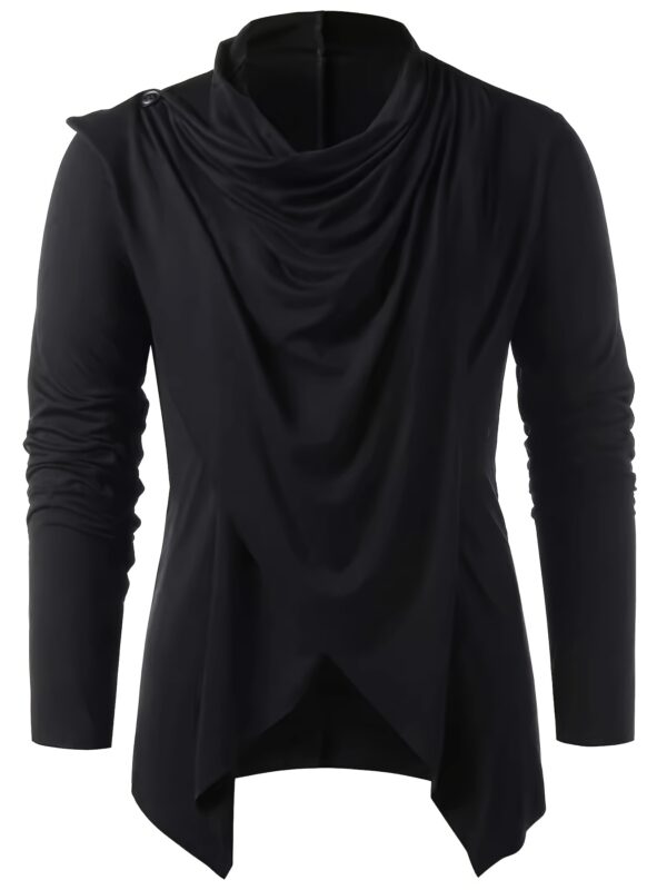 d77da029-7426-4357-88fd-d623561dba47.jpg Men'S Stylish Black Long Sleeve Turtleneck Cardigan with Front Pockets - Non-Stretch Fabric, Casual Crew Neck Design for Everyday Comfort, Casual Wear Cardigan | Sleek Shoulder Design | Versatile Cardigan