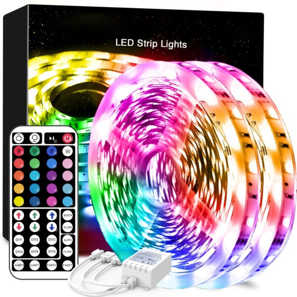 50ft/100ft LED Strip Lights, Ultra-Long RGB LED Strips with Remote Controller, Color Changing Tape Light with Adapter for Bedroom, Room, Kitchen, Bar, Wedding Party Decoration, Holiday Gift Choice