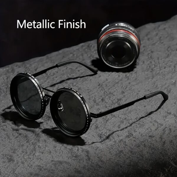 1pc Steam Punk Style Rotatable Lens Polarized Glasses Adjustable 9 Levels Brightness Black with Grey Lenses Universal Father's Day Gifts Perfect for Masquerade And Stylish Glasses Steampunk Glasses Adjustable Glasses, Best for Christmas, Perfect for Thanksgiving