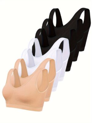 d87553d7f718ad9666fc6f905ba2978e.jpg 7pcs Solid Seamless Sporty Bra, Comfy & Breathable Bra, Women's Lingerie & Underwear