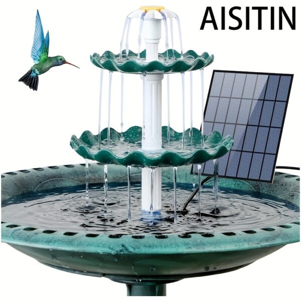 3-Tier Solar-Powered Bird Bath with 3.5W Pump, Detachable DIY Fountain for Bird Baths, Gardens, and Outdoor Feeders