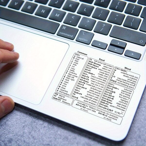 Word/Excel Shortcut Stickers, 3.15-inch Quick Reference Guide - Durable Paper, Compatible with 13-16 inch MacBook Air Pro & M1+Intel, Essential for Efficient Learning