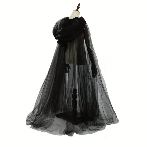 1pc Gothic Elegant Double Layer Sheer Cape with Transparent Mesh & Full Coverage - Elegant Flowing Black/White Witch Vampire Cloak for Halloween, Cosplay, Themed Parties, Costume Accessories (Non-Washable, Spot Clean Only) - Women's Elegant Retro Cape, Halloween Outfit, Vintage Style, Nonwashable Fabric, Halloween Lovers, Cosplay Enthusiasts