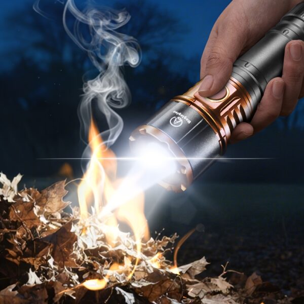 A Fire-starting Aluminum Alloy Flashlight with High Lumens, 21700 Lithium Battery, Long-lasting Power Supply, Suitable for Outdoor Survival, Camping, Fishing, Power Outages, And Night Cycling., Camping Light, Power Outage Solution, Survival Equipment, Durable Build, Lightweight Flashlight, USB Rechargeable, Reliable Performance, LED Torch, Bright LED Light, Longdistance Illumination, Hiking Gear, Adventure Equipment Buyers, Survivalists And Outdoor Outleta together