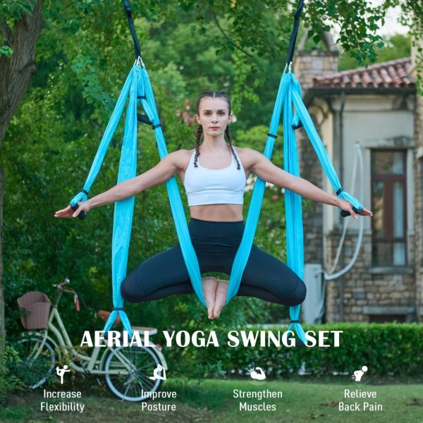 [Strong Aerial Yoga Swing] Ultra Strong Aerial Yoga Swing Set - Antigravity Ceiling Hanging Yoga Sling Inversion Exercises Trapeze Extension