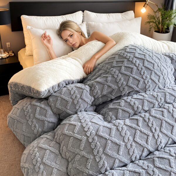 Luxurious All-Season Heavyweight Quilt - Ultra-Soft Milk Chenille-like Texture, Thick Warm Blanket for Bed, Couch, Home Decor - Machine Washable, Available in 5 Sizes (Single, Twin, Full, Queen, King) - Modern Bedroom Decor, Couch Throw, Geometric Stripe Pattern, Plush Fabric, Versatile Cover, Comfort Seekers