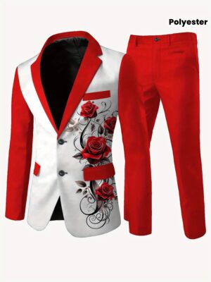 Street Fashion Print High-Quality Non-Iron Plus Size Suit Set, PLUS SIZE