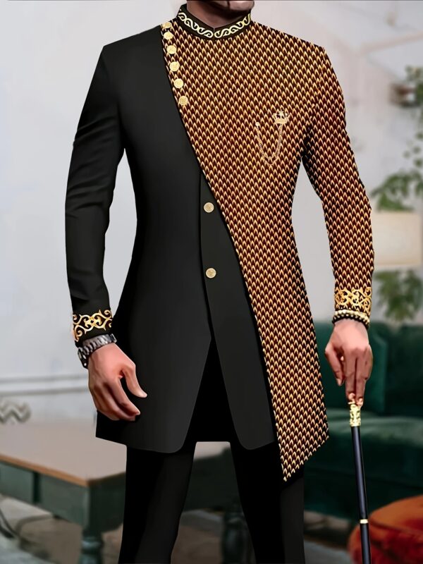 Men's Casual Long-sleeved Two-piece Suit, Mid-length Top And Trousers