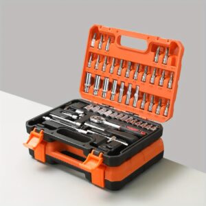 53pcs Professional Car Master Tool Set - High Quality Repair Tools Kit for Cars, Bicycles And Motorcycles - Compact And Portable, Integrated Solution Includes Ratchet Wrench And Multi-Function Screwdriver Set, Batteries Not Included