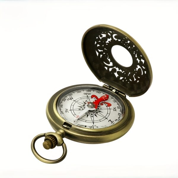 dc8f8876-3cf0-498f-92fc-092097bfcfca.jpg 1pc Vintage Bronze Waterproof Compass with Needle & Bezel Ring - Durable Metal Construction, Ergonomic Grip, Clear Directional Arrow & Scale - Ideal for Camping, Hiking, Orienteering, Map Reading - Retro Navigation Tool with Intricate Hollow Engraving Design, Antique Compass for Outdoor Enthusiasts (No /Electronics) - Perfect Christmas/New Year Gift for Men/Women, Compass Waterproof, Boat Compass with Light, Compass for Watch