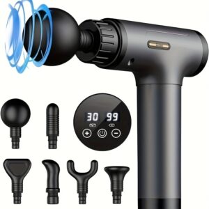 GVBER Massage Gun, Deep Tissue Massage Gun, 30 Speed, 6 Massage Heads, Handheld Portable Quiet Electric Massager, Thoughtful Gift for Parents, Friends, Valentine's Day and New Year Gift, Office Gift