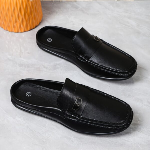 Women'S Slip-On Loafers - Comfortable Black Synthetic Cover Shoes with White Beaded Ankle Strap, Casual All-Season Wear, Easy to Clean, Ladies Shoes