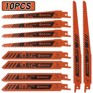 10pcs Reciprocating Saw Blade Set, Metal And Wood Cutting Saw Blades