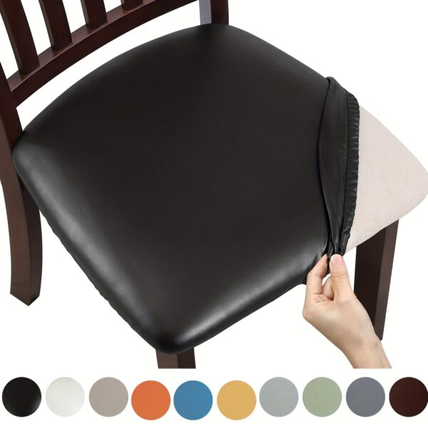dcdf06ce9f3698ec6a432aa5a15818a8.jpg 4/6pcs 100% Waterproof PU Fabric Dining Chair Slipcovers - Removable Upholstered Chair Cushion Cover for Dining Room, Hotel, Kitchen, And Home Decor, Multi-Seat Compatibility, Halloween Decorations for Home.