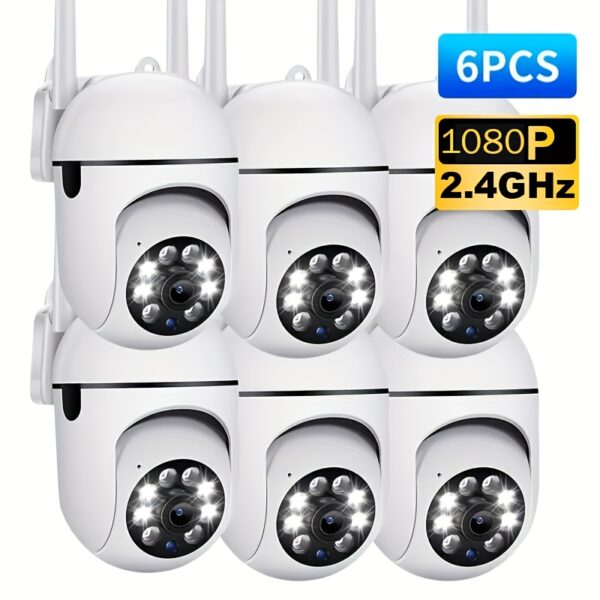 6pcs 1080P HD Security Camera with 360° PTZ, Color Night Vision, Two-Way Audio, AI Motion Detection, Wi-Fi & Wireless, App-Controlled Indoor Dome Cameras for Home & Pet Monitoring, Indoor Security Camera, Remote Surveillance, Sleek Camera Design, Highresolution Lenses