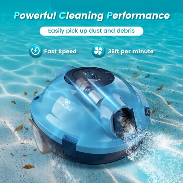 dd2475fe-a203-43ae-9557-c9c2c2e89ffc.jpg 2025 New TASVAC Cordless Robotic Pool Cleaner, Automatic Vacuum, 90-Min Long Runtime, Self-Parking, Lightweight, Ideal for Flat Above/In-Ground Pool Up to 65 Feet/1100 Sq.Ft