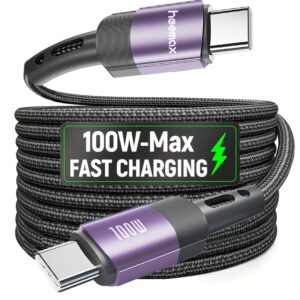 dd2a93ec-664d-4379-833d-59a74d1678eb.jpg HEEMAX PD3.0 Fast Charging USB-C Cable, 5A High-Speed Charger Cord for All USB-C Devices, 80-100W Power Delivery, Durable Tangle-Free Design, Male to Male Connector, Compatible with for iphone 15/16, for Galaxy, MacBook, for iPad, and More, Fast Charging Cable | Sleek Cable Design | Durable Cable
