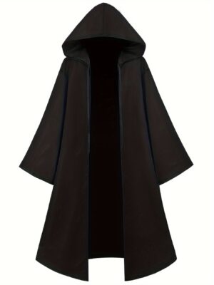 Long Black Loose Hooded Cape Halloween Costume Cosplay Outfit Thin Suitable for Festival Stage Performance