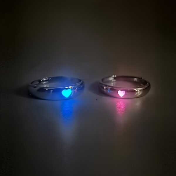 dd7e8388-1bda-407d-a23a-7897eabf3ffc.jpg 2pcs Set of Luminous Heart Ring, Couple Ring, Women'S Ring, Men'S Ring, Girlfriend Ring, Birthday Gift.