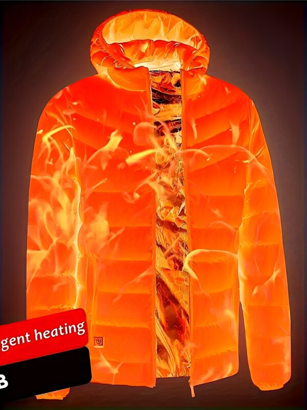 Smart Hooded Heated Jacket Outdoor Casual Sportswear with 17 Heating Zones, Requires Separate Battery (Not Included)