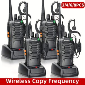 df2eb421-17b1-47bd-81a5-67bca2a3ed77.jpg 4pcs Walkie Talkie, 4 Pack Portable Walkie Talkies, 16 Channels Walky Talky, Rechargeable Handheld Two Way Radios, Long Range For Adults With Earpieces, Outdoor Equipment Supports Camping Hiking Hunting